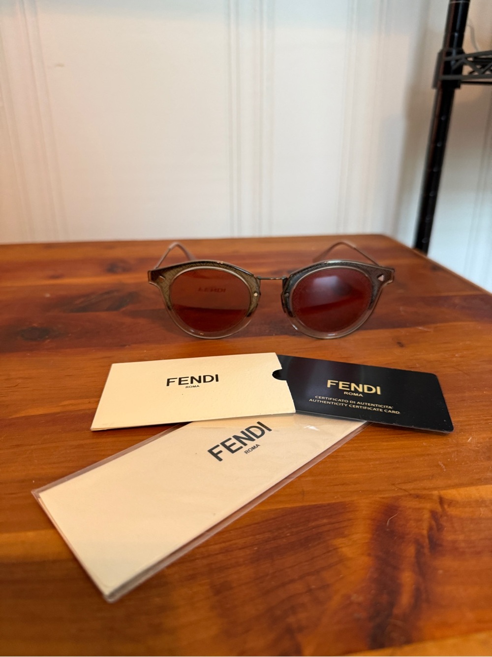 Fendi Brown Frame Sunglasses with Red Lenses
